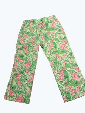 Lilly Pulitzer Pink and Green Tropical Monkey Capri Pants    NWOT    size 10